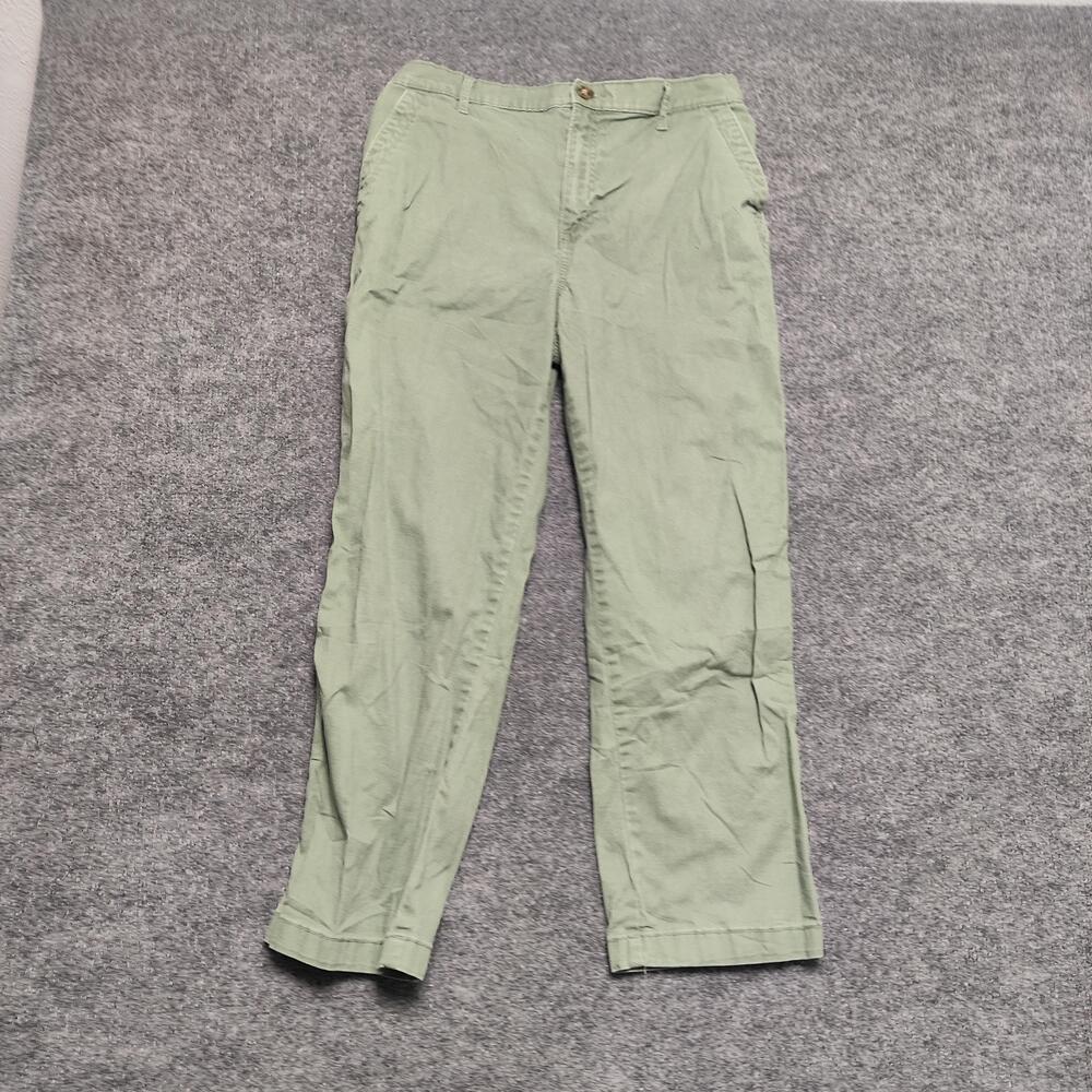 G.H. Bass & Co Pants Womens 10 Green Twill Chino Elastic Waist Casual Pockets